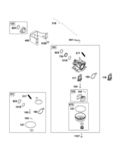 Carburetor Group Diagram and Parts List for 103M02-0120-H5 100000 - 19Z999 Briggs and Stratton Engine